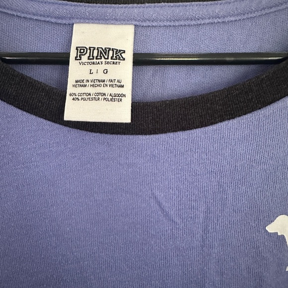 PINK Victoria's Secret Women’s Long Sleeve Shirt - Lavender and Black - Picture 3 of 3